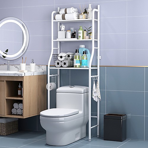

Toilet Shelf Bathroom Floor Finishing Storage Shelf Toilet Wrought Iron Three-layer Toilet Rack
