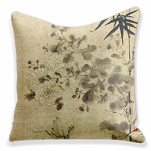 

Double Side 1 Pc Botanical Cushion Cover Print 45x45cm Linen for Sofa Bedroom