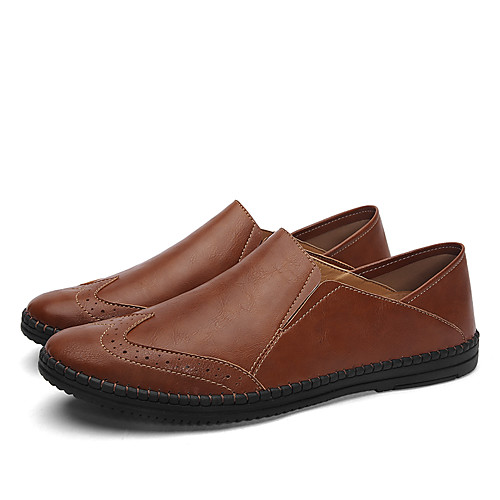 

Men's Loafers & Slip-Ons Casual Vintage Athletic Daily Walking Shoes Nappa Leather Cowhide Breathable Handmade Wear Proof Booties / Ankle Boots Light Brown Dark Brown Black Spring Summer