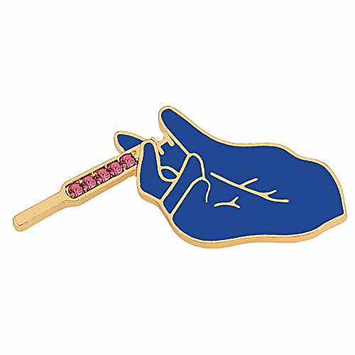 

fetus in uterus enamel pins brooch fashion flowers with baby art design lapel pin accessories medical jewelry gifts for mom (hand holding syringe)