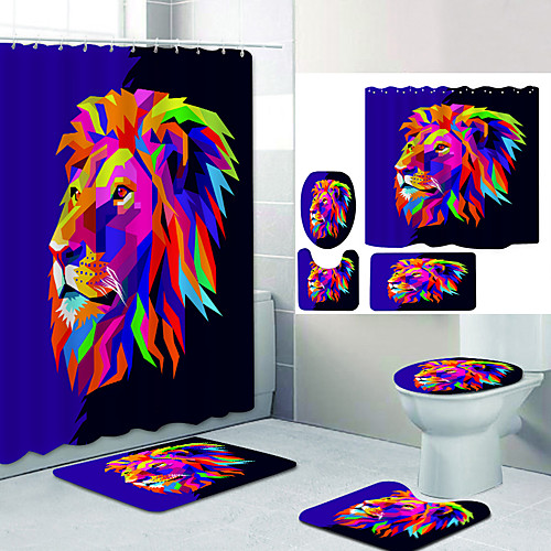 

Bathroom Shower Curtain & Mat Set Modern Polyester New Design