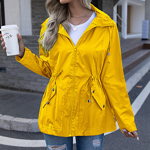 

Women's Hoodie Jacket Waterproof Hiking Jacket Outdoor Solid Color Waterproof Lightweight Windproof Breathable Jacket Hoodie Top Full Length Visible Zipper Fishing Climbing Camping / Hiking / Caving