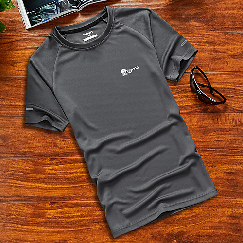 

Men's T shirt Hiking Tee shirt Short Sleeve Crew Neck Tee Tshirt Top Outdoor Lightweight Breathable Quick Dry Sweat wicking Autumn / Fall Spring POLY Dark Grey White Black Hunting Fishing Climbing