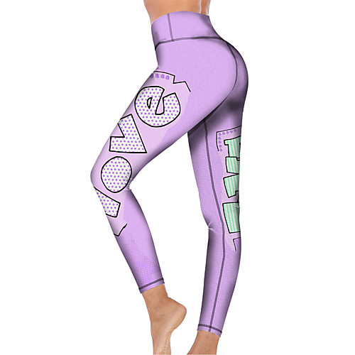 

21Grams Women's High Waist Yoga Pants Cropped Leggings Tummy Control Butt Lift Breathable Purple Fitness Gym Workout Running Winter Sports Activewear High Elasticity