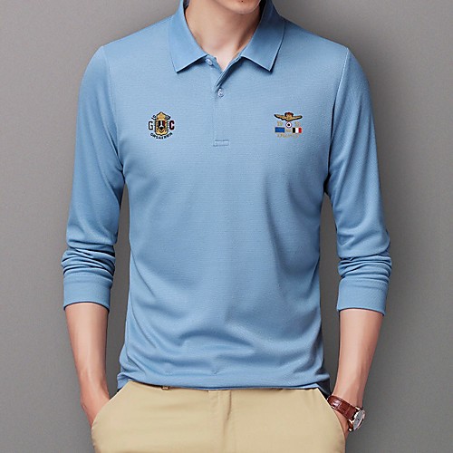 

Men's Polo Other Prints Plain Flag Letter Embroidered Short Sleeve Casual Tops Basic Casual Black Red Yellow