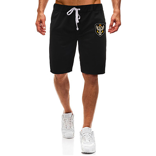 

Men's Casual / Sporty Athleisure Daily Gym Shorts Pants Graphic Short Pocket Elastic Drawstring Design Print Black Light Grey