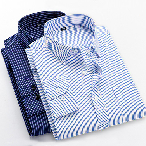 

Men's Shirt Striped Button-Down Long Sleeve Casual Tops Cotton Business Simple A B C