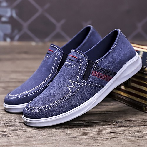 

Men's Loafers & Slip-Ons Casual Daily Office & Career Walking Shoes Canvas Breathable Massage Non-slipping Blue Gray Fall Spring