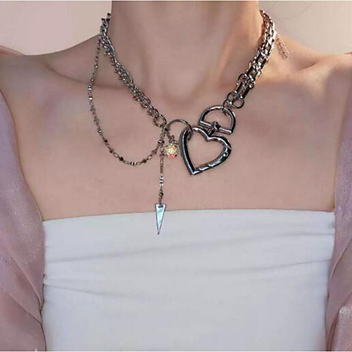 

Women's Chain Necklace Heart European Alloy Silver 46 cm Necklace Jewelry 1pc For Festival