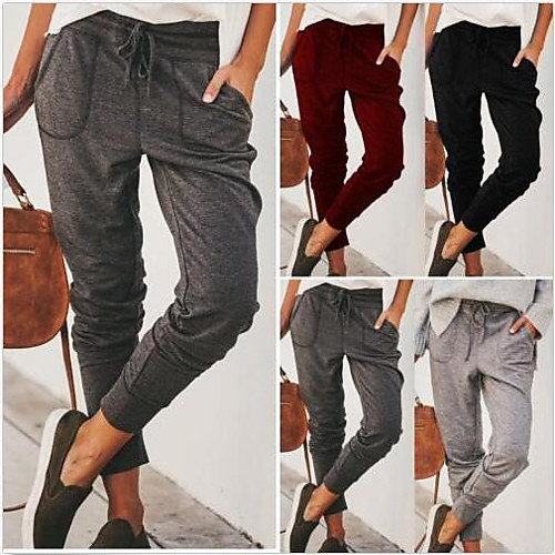 

Women's Sweatpants Jogger Pants Side Pockets Drawstring Solid Color Sport Athleisure Pants / Trousers Pants Bottoms Breathable Soft Comfortable Everyday Use Street Casual Daily Outdoor