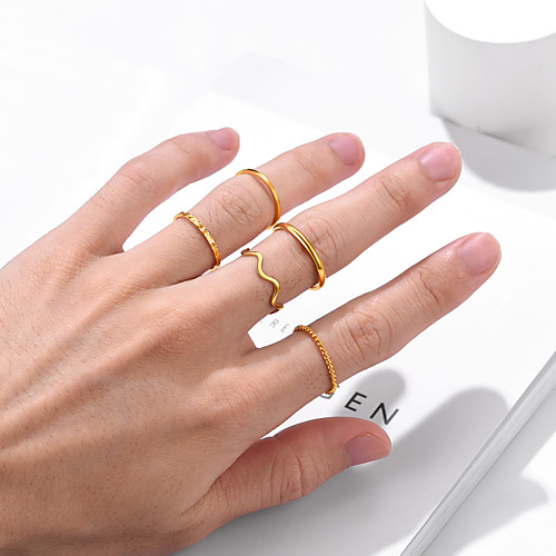 

Ring Gold Silver Titanium Steel Stylish Simple Trendy 5pcs Adjustable / Women's
