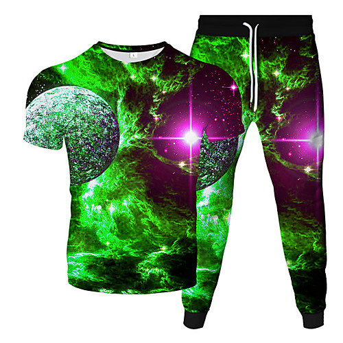 

Men's Women's 2 Piece Tracksuit Sweatsuit Street Casual Short Sleeve 2pcs Breathable Moisture Wicking Soft Gym Workout Running Jogging Training Exercise Sportswear Normal Outfit Set Clothing Suit