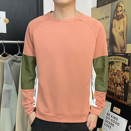 

Men's Pullover Color Block Crew Neck Color Block Sport Athleisure T Shirt Long Sleeve Breathable Soft Sweat Out Comfortable Everyday Use Casual