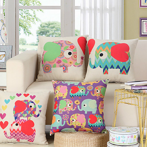 

Double Side 1 Pc Cartoon Cushion Cover Print 45x45cm Linen for Sofa Bedroom