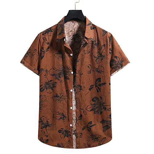 

Men's Shirt 3D Print Graphic Prints Print Short Sleeve Vacation Tops Brown