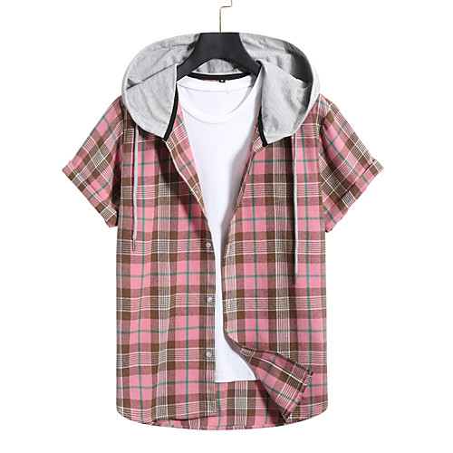 

Men's Sweatshirt Shirt non-printing Color Block Plain Patchwork Short Sleeve Casual Tops Blushing Pink