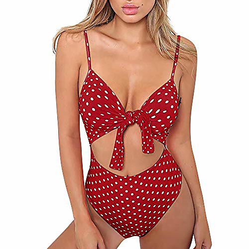 

hunauoo womens one piece bathing suit sexy beach bikini set holiday swimwear pool swimsuit red
