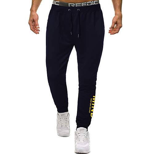 

Men's Casual / Sporty Sweatpants Outdoor Sports Daily Sports Pants Pants Graphic Full Length Drawstring Pocket Print Black Light Grey Dark Gray Navy Blue