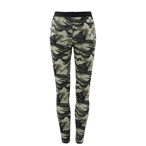 

Women's Stylish Sweatpants Comfort Daily Going out Skinny Pants Camouflage Full Length Elastic Waist Print Army green camouflage
