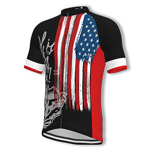 

21Grams Men's Short Sleeve Cycling Jersey Spandex Black National Flag Bike Top Mountain Bike MTB Road Bike Cycling Breathable Quick Dry Sports Clothing Apparel / Athleisure