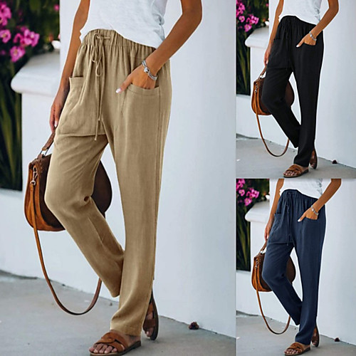 

Women's High Waist Yoga Pants Wide Leg Drawstring Bottoms Breathable Quick Dry Moisture Wicking Solid Color Black Blue Khaki Yoga Fitness Gym Workout Sports Activewear Micro-elastic Loose / Athletic