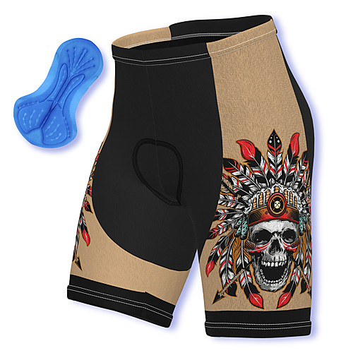 

21Grams Men's Cycling Shorts Spandex Bike Padded Shorts / Chamois Breathable Quick Dry Sports Skull Khaki Mountain Bike MTB Road Bike Cycling Clothing Apparel Bike Wear / Athleisure