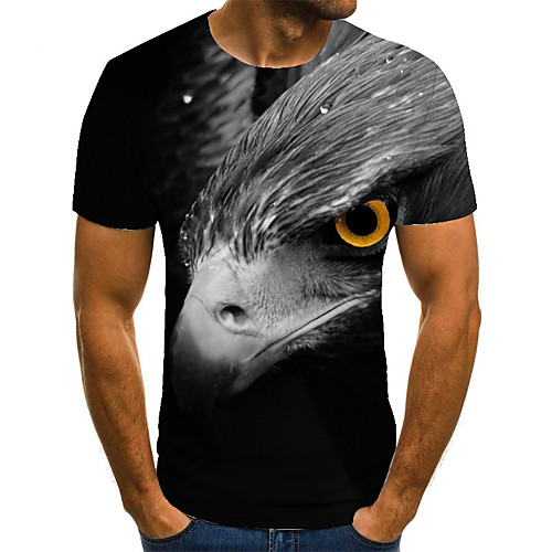 

Men's T shirt 3D Print Animal 3D Print Print Short Sleeve Casual Tops Casual Fashion Black