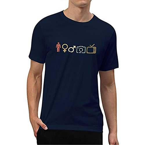 

Men's Unisex T shirt Hot Stamping Graphic Prints Plus Size Print Short Sleeve Casual Tops 100% Cotton Basic Casual Fashion Blue Gray