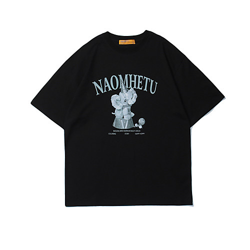 

Men's T shirt Hot Stamping Graphic Prints Elephant Animal Print Short Sleeve Casual Tops 100% Cotton Basic Casual Fashion White Black