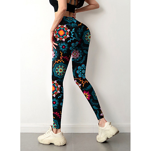 

Women's Colorful Fashion Comfort Leisure Sports Weekend Leggings Pants Color Block Geometric Graphic Prints Ankle-Length Sporty Elastic Waist Print Black