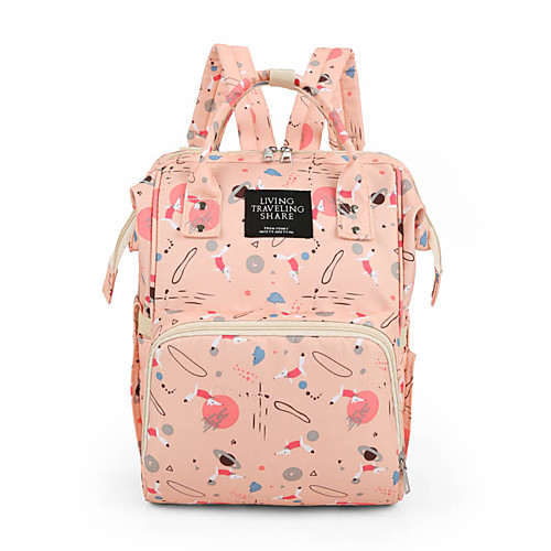 

Women's Nylon School Bag Diaper Bag Large Capacity Zipper Floral Print Daily Outdoor Black Blue Purple Blushing Pink Dusty Rose