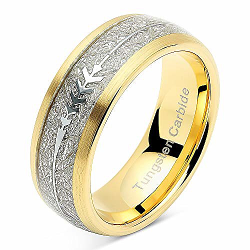 

tungsten rings for men women wedding band gold arrow imitated meteorite sizes 8-16 (14)