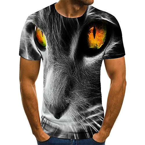 

Men's T shirt 3D Print Animal 3D Print Print Short Sleeve Casual Tops Casual Fashion Black / White