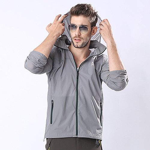 

Men's Rain Jacket Hiking Skin Jacket Hiking Windbreaker Outdoor Packable Lightweight Windproof Breathable Outerwear Jacket Top Fishing Climbing Camping / Hiking / Caving Deep Green Color blue Green