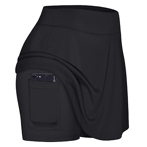

Women's Athletic Skort Running Skirt Athletic Shorts Bottoms 2 in 1 with Phone Pocket Spandex Fitness Gym Workout Running Jogging Exercise Breathable Quick Dry Moisture Wicking Sport Solid Colored