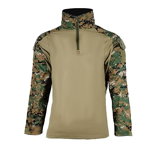 

Men's Hunting T-shirt Camo / Camouflage Long Sleeve Outdoor Fall Spring Breathability Wearable Soft Cotton Polyester Black Army Green Camouflage Grey Green