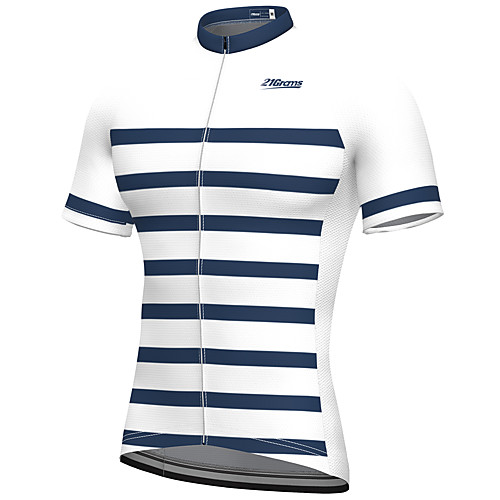 

21Grams Men's Short Sleeve Cycling Jersey Spandex White Stripes Bike Top Mountain Bike MTB Road Bike Cycling Breathable Quick Dry Sports Clothing Apparel / Athleisure