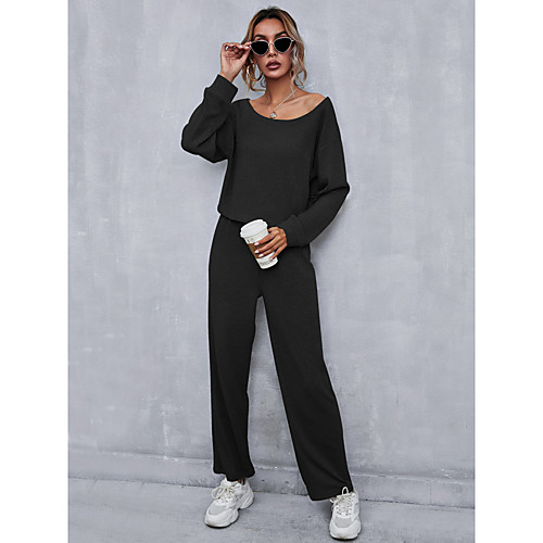 

Women's Streetwear Solid Color Date Casual / Daily Two Piece Set T shirt Pant Tops