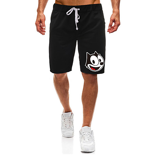 

Men's Casual / Sporty Athleisure Daily Gym Shorts Pants Graphic Wolf Short Pocket Elastic Drawstring Design Print Black Light Grey