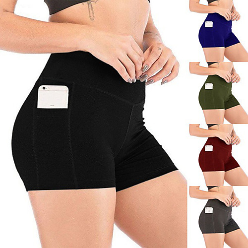 

Women's Compression Shorts Running Shorts Athletic Shorts Side Pockets Spandex Fitness Gym Workout Running Jogging Exercise Tummy Control Butt Lift Breathable Normal Sport Solid Colored Black