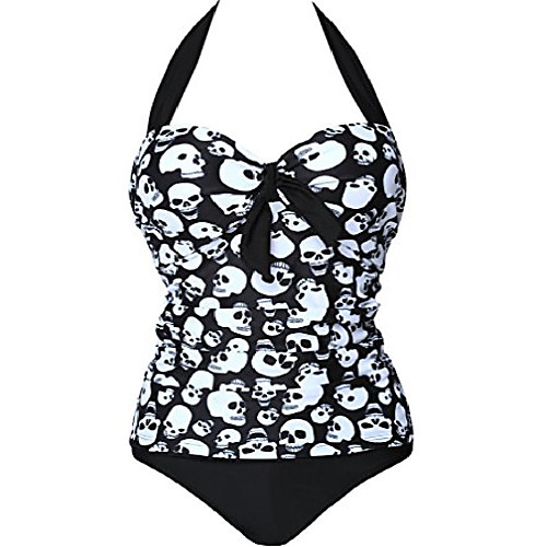 

imilan retro skull shark print one piece monokinis pin up swimwear swimsuits ((us 14-16) 4xl, skull)