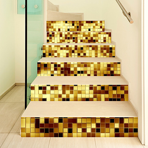 

Creative 3d Staircase Stickers Gold Mosaic Diy Decorative Home Stickers Waterproof 3d Stereo Wall Stickers