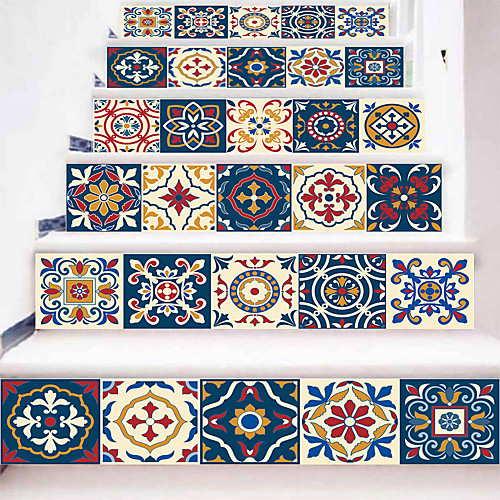 

3d Moroccan Tile Staircase Stickers Diy Imitation Decorative Home Stickers Waterproof 3d Stereo Wall Stickers