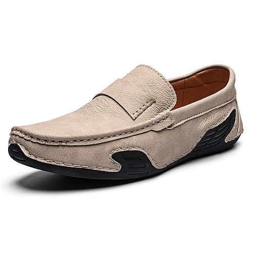 

Men's Loafers & Slip-Ons Business Casual Athletic Outdoor Walking Shoes Nappa Leather Cowhide Non-slipping Shock Absorbing Wear Proof Booties / Ankle Boots Black Khaki Brown Spring Summer
