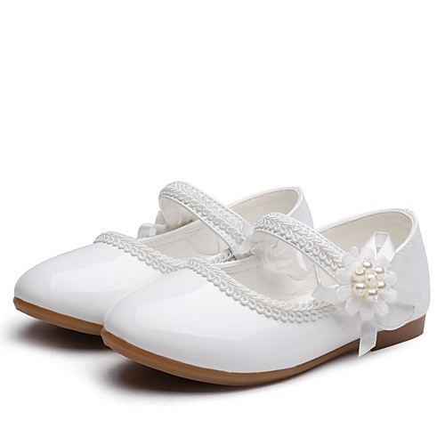 

Girls' Flats Mary Jane Princess Shoes PU Little Kids(4-7ys) Daily Walking Shoes Beading Flower White Black Beige Spring Summer