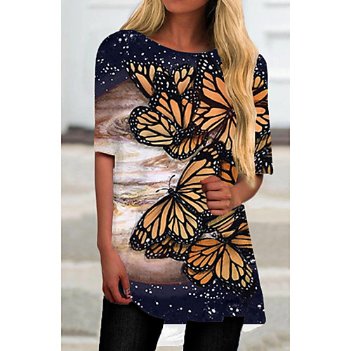 

Women's Shift Dress Short Mini Dress Black Gray Half Sleeve Print Animal Print Fall Spring Round Neck Casual 2021 S M L XL XXL 3XL