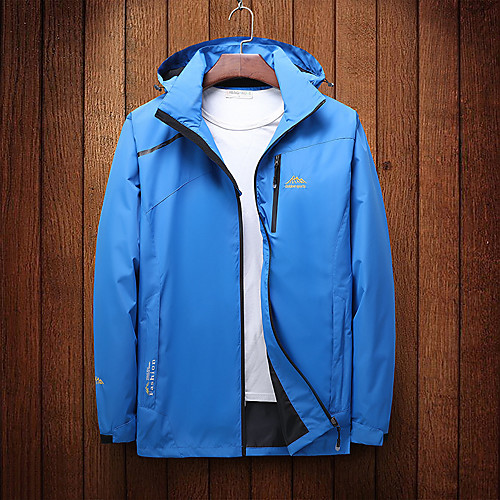 

Men's Hiking Softshell Jacket Waterproof Hiking Jacket Hiking Windbreaker Outdoor Solid Color Waterproof Lightweight Windproof Breathable Jacket Hoodie Top Full Length Visible Zipper Fishing Climbing