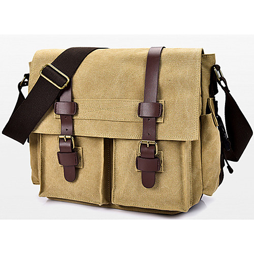 

Men's Bags Canvas Briefcase 2 Pieces Purse Set Zipper Solid Color Going out Office & Career 2021 Canvas Bag Black Khaki Gray
