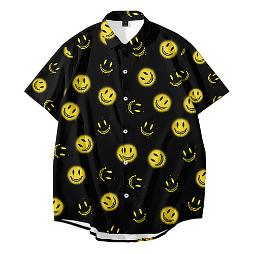 

Men's Shirt 3D Print Graphic Button-Down 3D Print Short Sleeve Daily Tops Casual Fashion Hawaiian Black Blue Purple