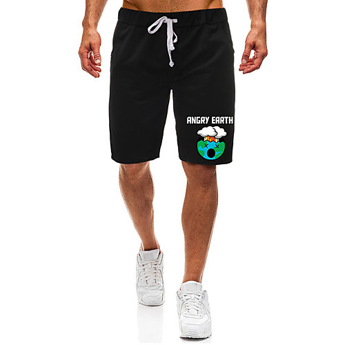 

Men's Casual / Sporty Athleisure Daily Gym Shorts Pants Graphic Letter Short Pocket Elastic Drawstring Design Print Black Light Grey